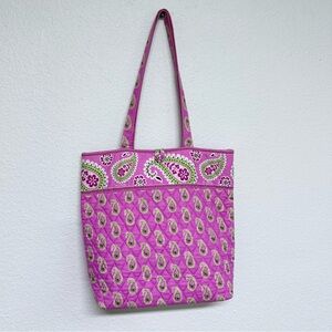 Vera Bradley Boho Pink Green Cotton Paisley Quilted Cottagecore Tote Bag